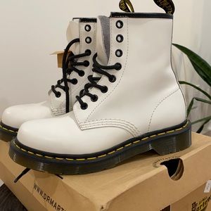 Never worn white Dr. Martins